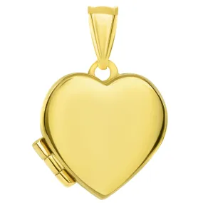 14k Yellow Gold Plain and Simple Heart Love Locket Pendant (15mm x 15mm)