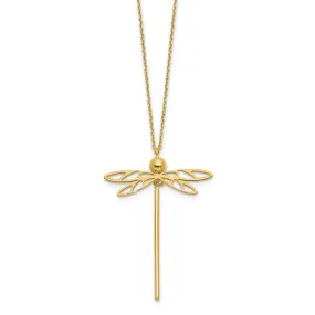 14k Yellow Gold Polished Dragonfly Necklace