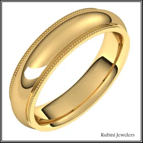 14Kt Gold Milgrain Edge Comfort Fit Wedding Band