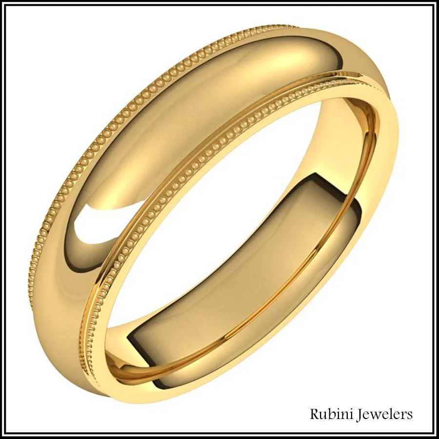 14Kt Gold Milgrain Edge Comfort Fit Wedding Band