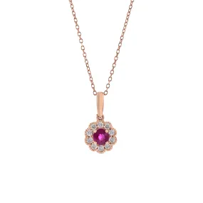 14KT Rose Gold Ruby And Diamond Necklace