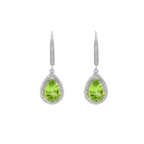 14KT White Gold Peridot And Diamond Drop Earrings