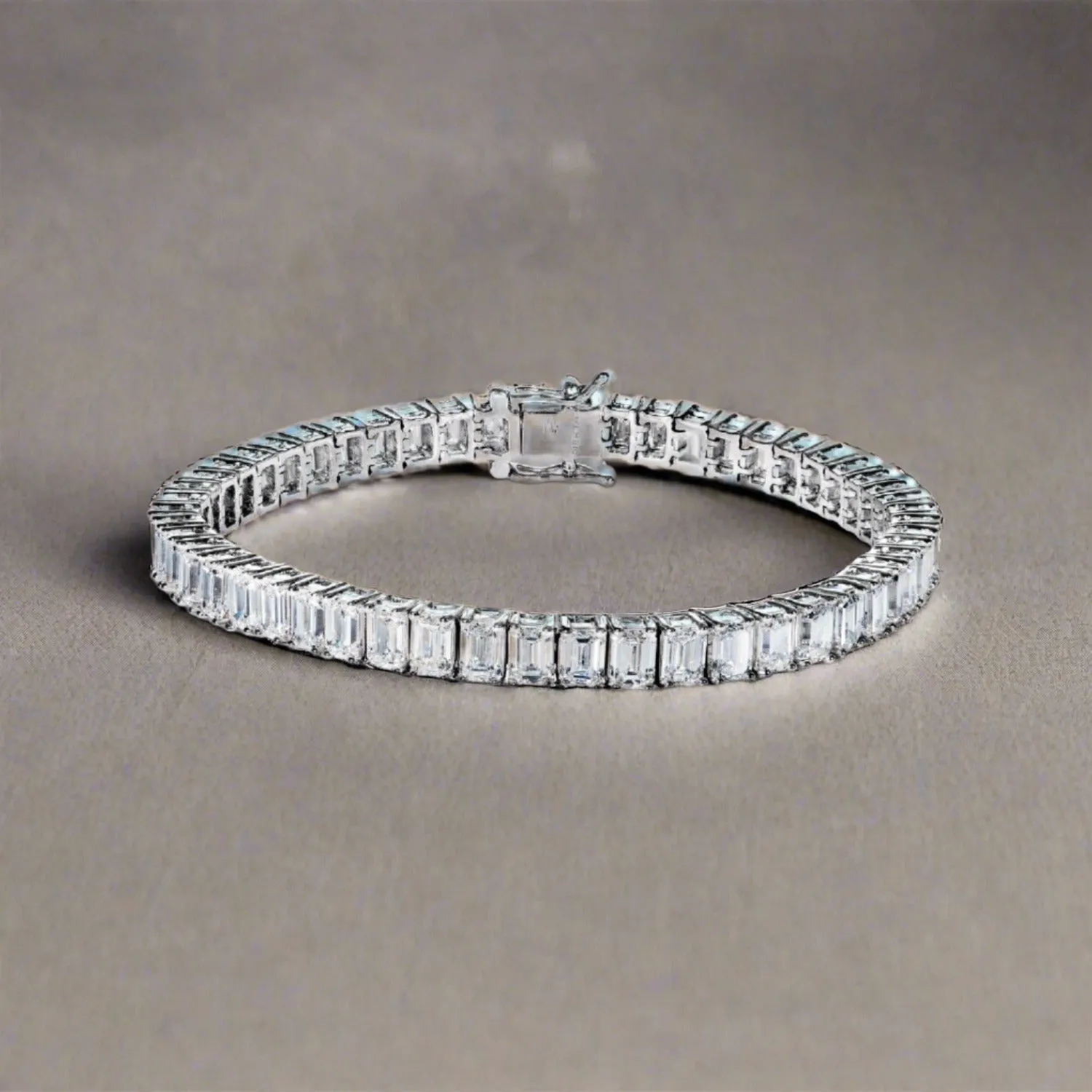 17 Ct. Emerald Cut Lab Grown Diamond Tennis Bracelet