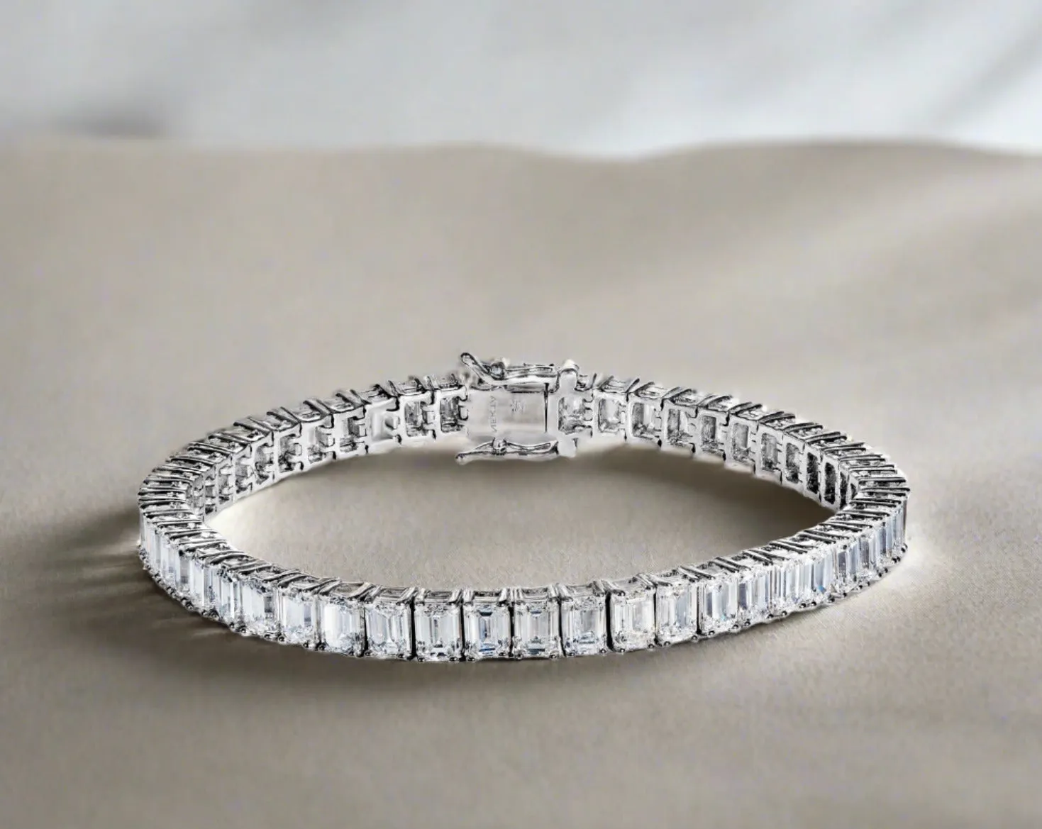 17 Ct. Emerald Cut Lab Grown Diamond Tennis Bracelet