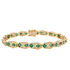 18ct Yellow Gold Emerald & Diamond Bracelet