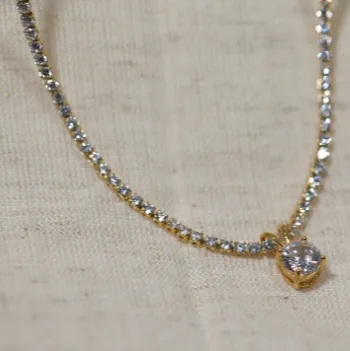 18K Gold-Filled Tennis Pendant Necklace