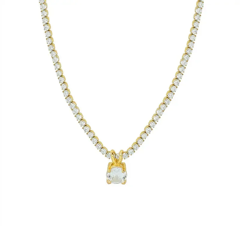 18K Gold-Filled Tennis Pendant Necklace