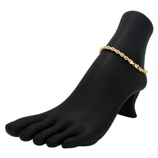 18K Gold Filled TWIST ROPE ANKLET 10