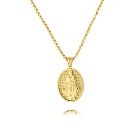 18K Gold Plated Virgin Mary Pearl Chain Virgencita Necklace