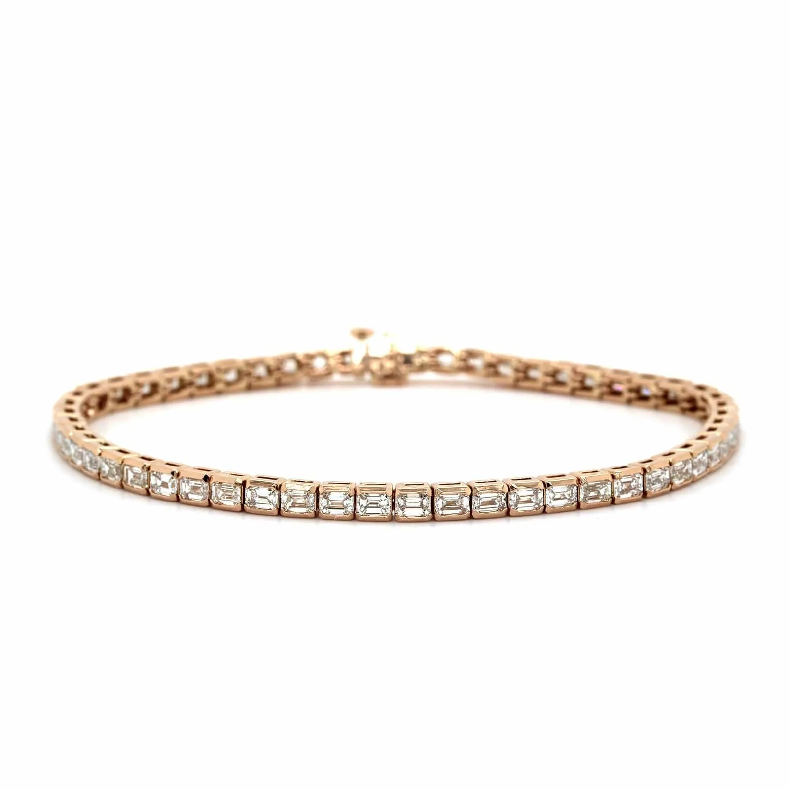 18K Rose Gold Emerald Cut Tennis Bracelet