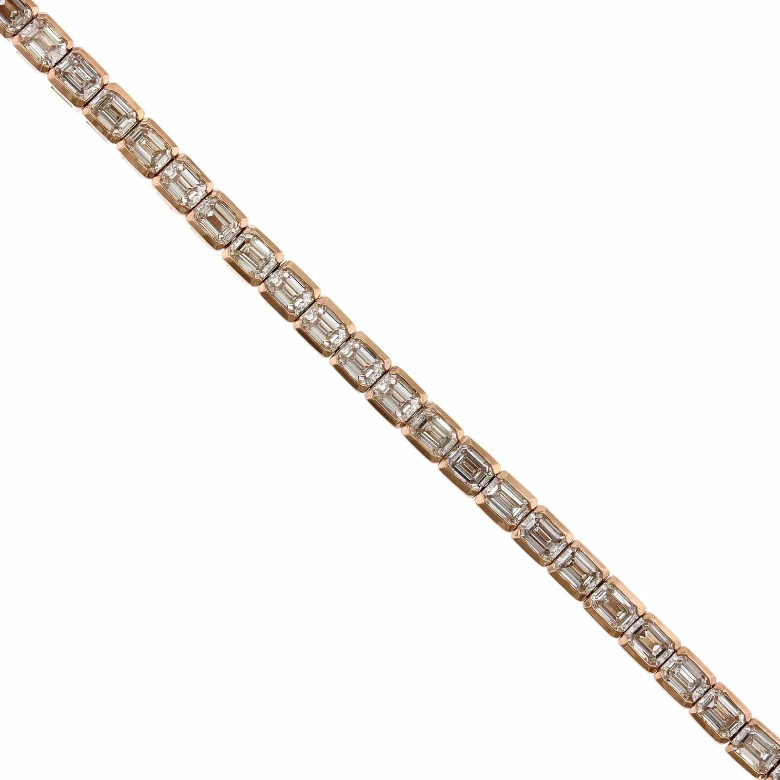 18K Rose Gold Emerald Cut Tennis Bracelet