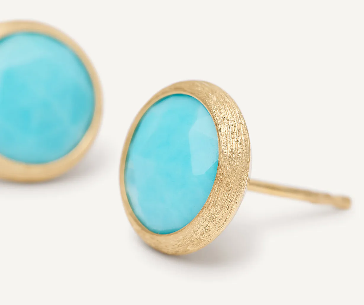 18K Yellow Gold Turquoise Stud Earrings