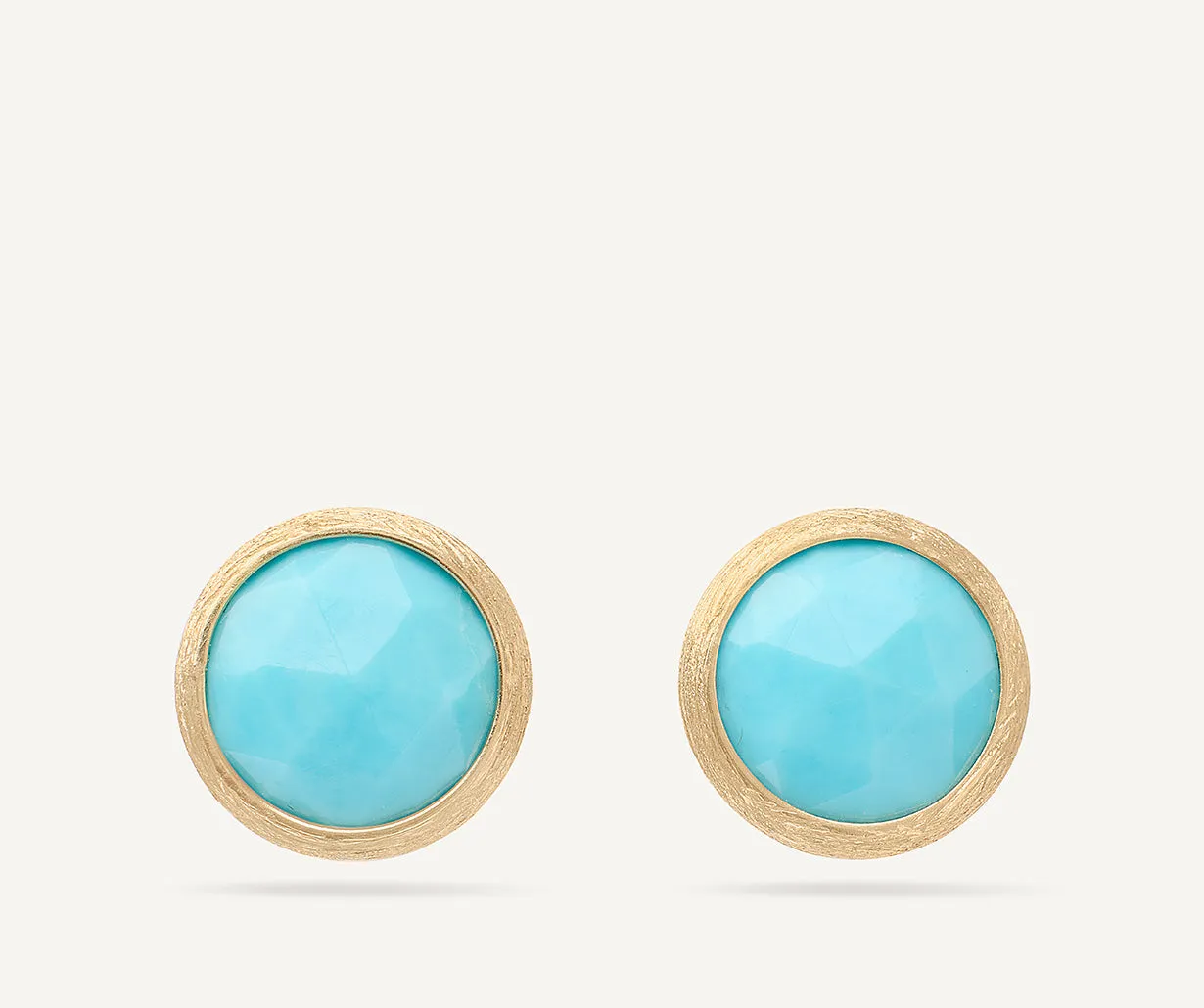 18K Yellow Gold Turquoise Stud Earrings