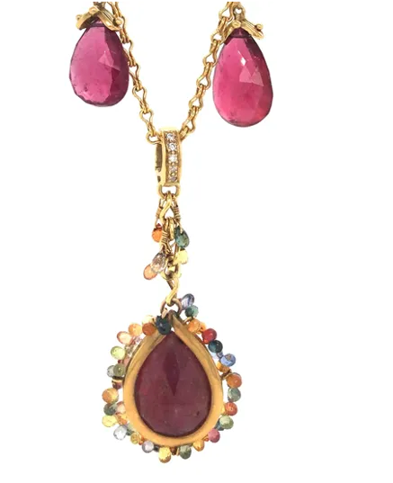 18kt Gold Ruby Charm with Sapphires