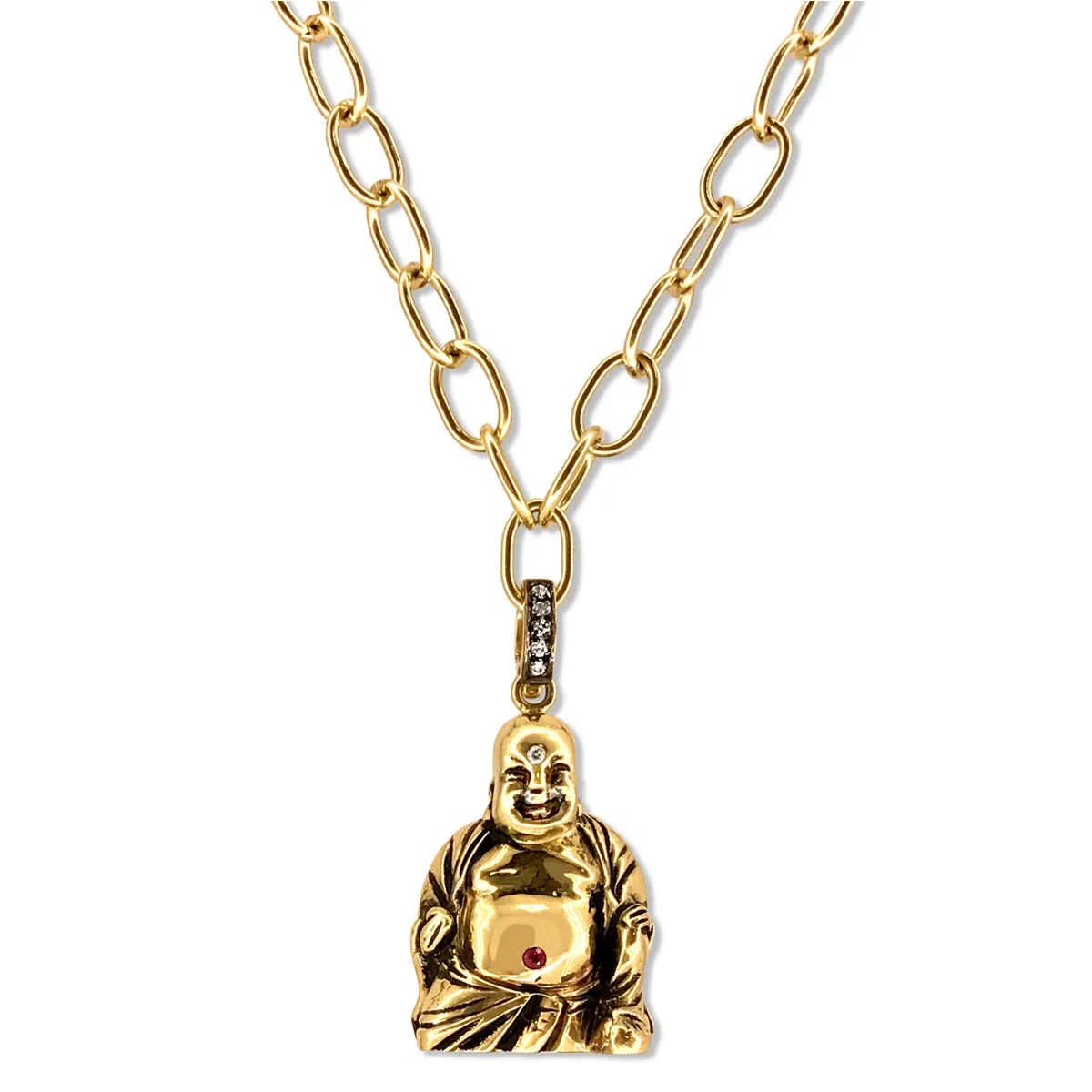 18kt Green Gold Laughing Buddha Charm