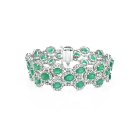 18kt White Gold Diamond and Emerald Bracelet