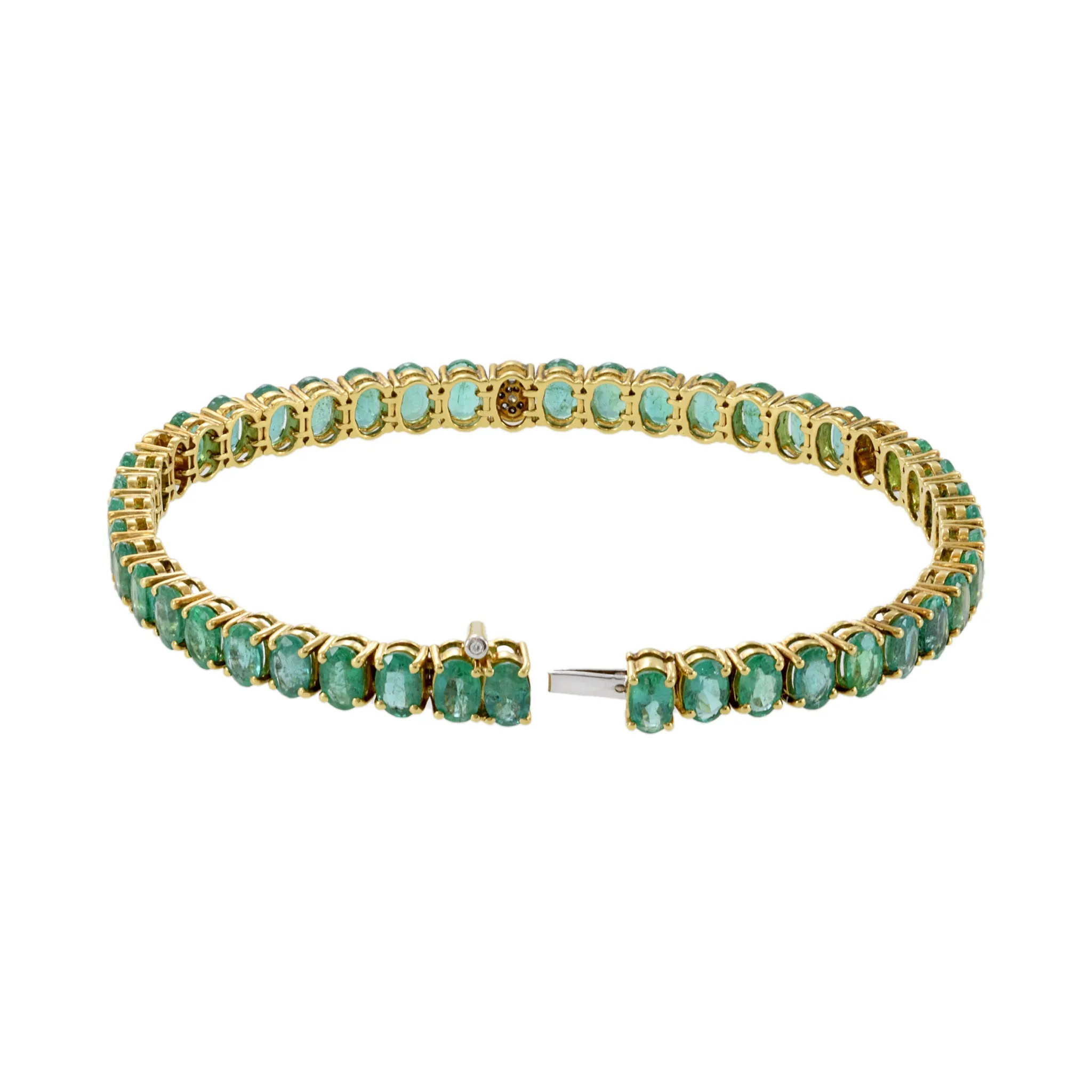 18KT Yellow Gold Diamond And Emerald Bracelet