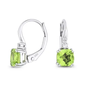 18" 1.28Ct Peridot Drop/dangle Earrings In 14K White Gold