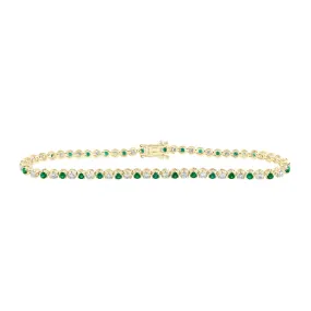 2 Cttw Round Emerald Diamond Womens Tennis Bracelet 14k Yellow Gold