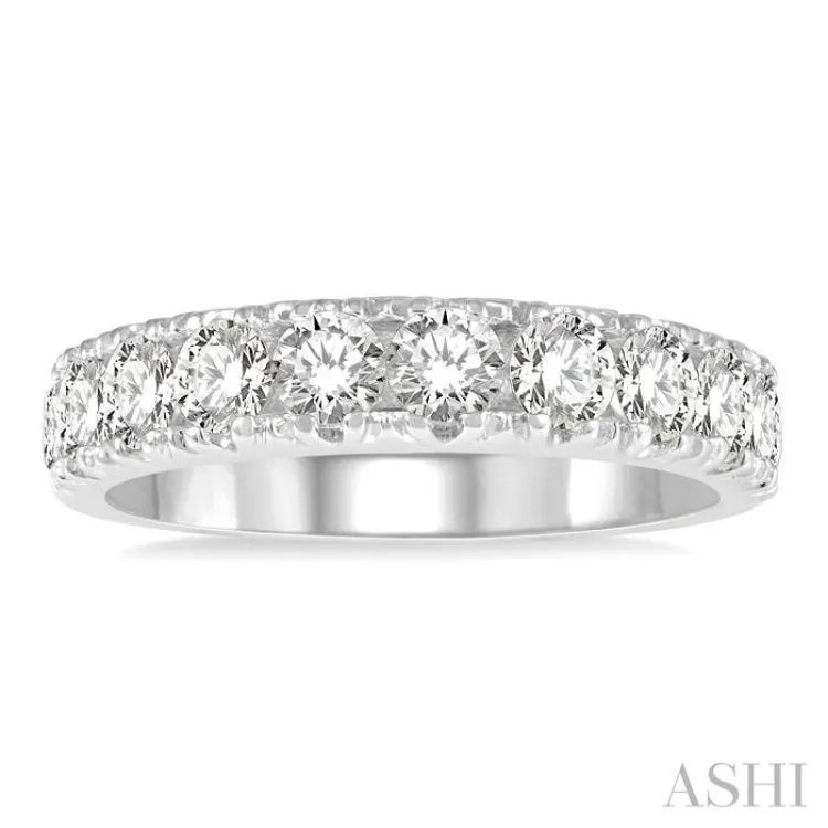 2 ctw 11 Stone Round Cut Diamond Wedding Band in 14K White Gold