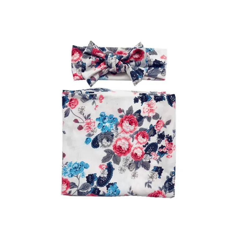 2-Piece Floral Wrapping Towel and Headband Set