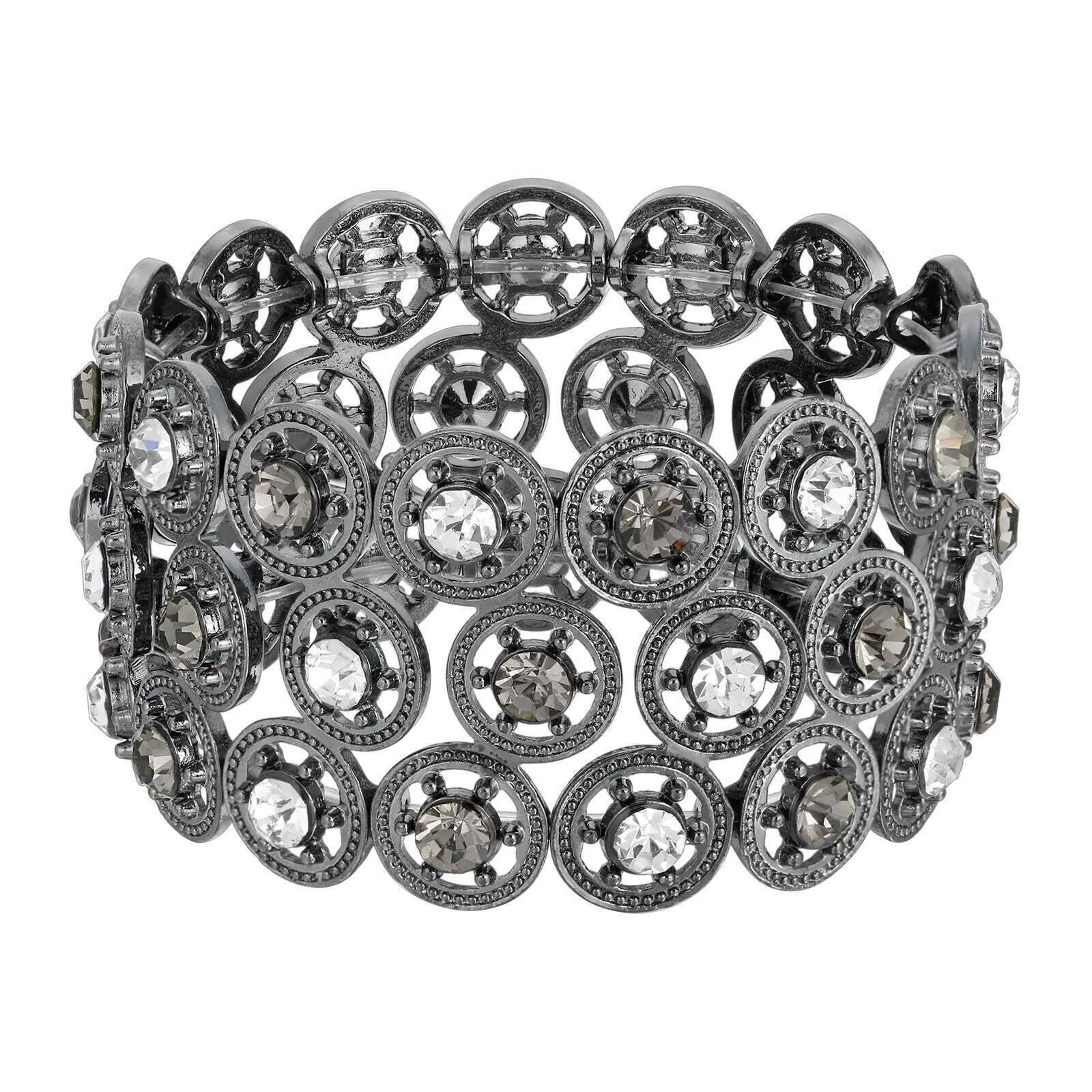 2028 Jewelry Round Spoked Crystal Stretch Bracelet