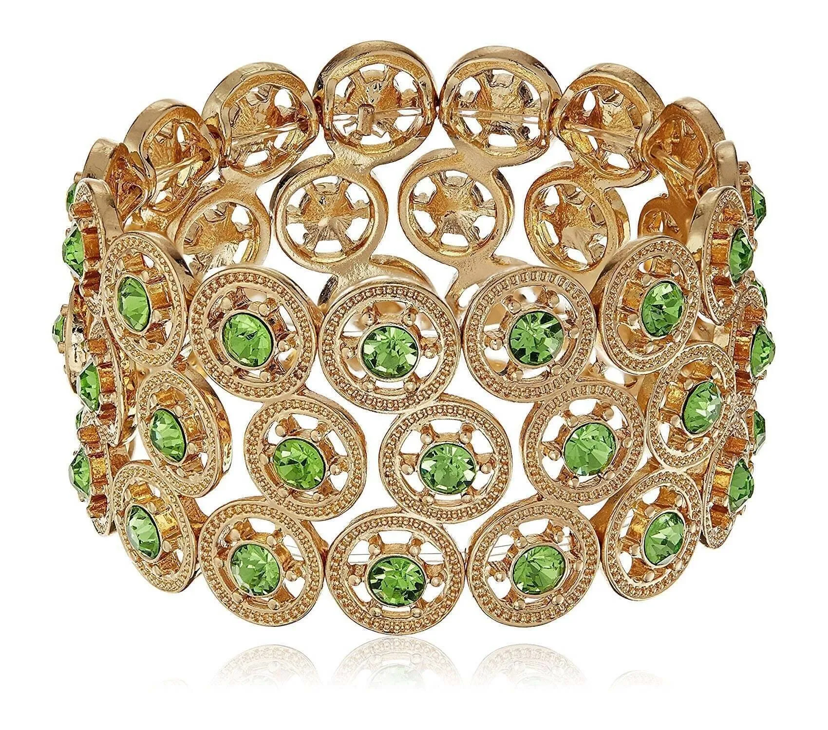 2028 Jewelry Round Spoked Crystal Stretch Bracelet