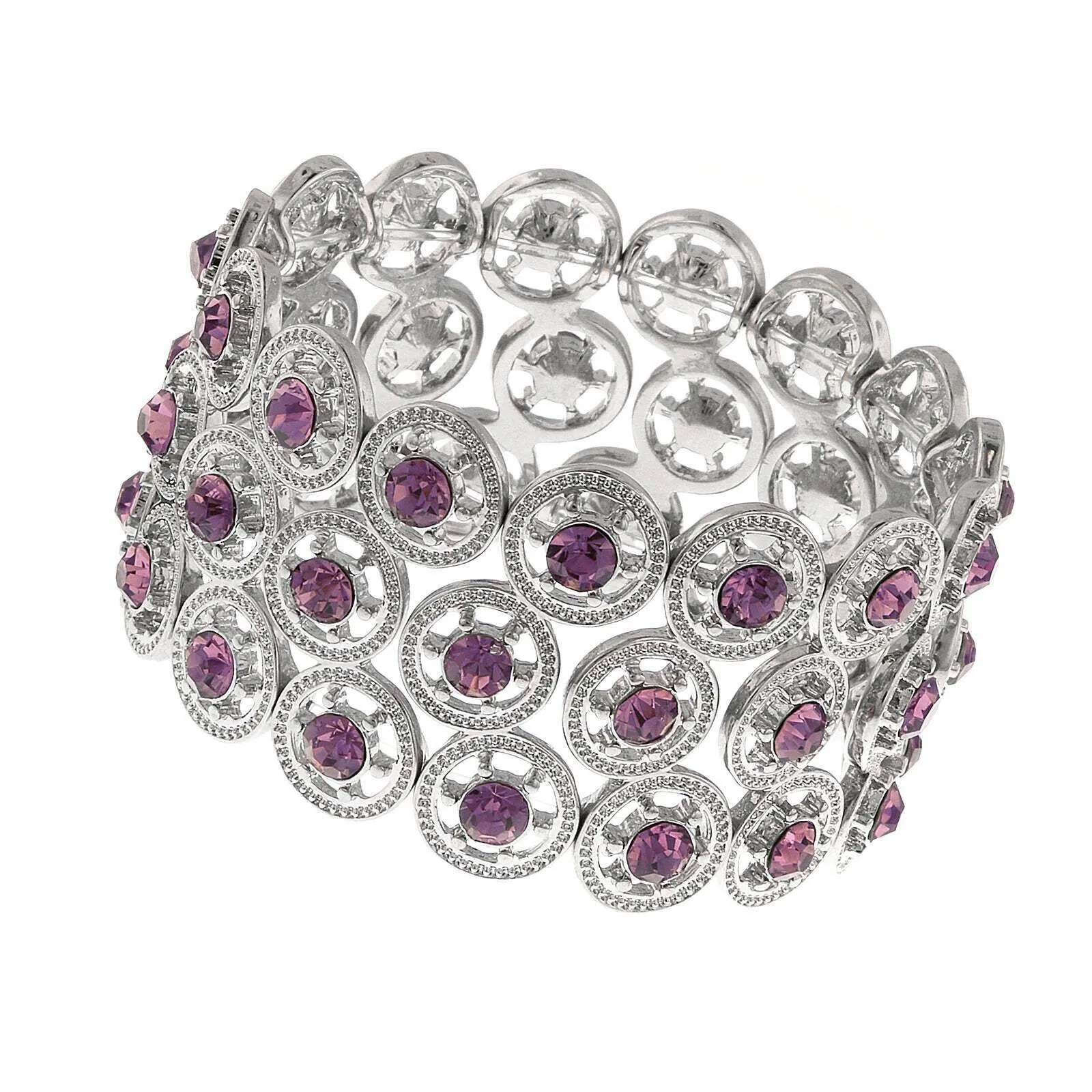 2028 Jewelry Round Spoked Crystal Stretch Bracelet