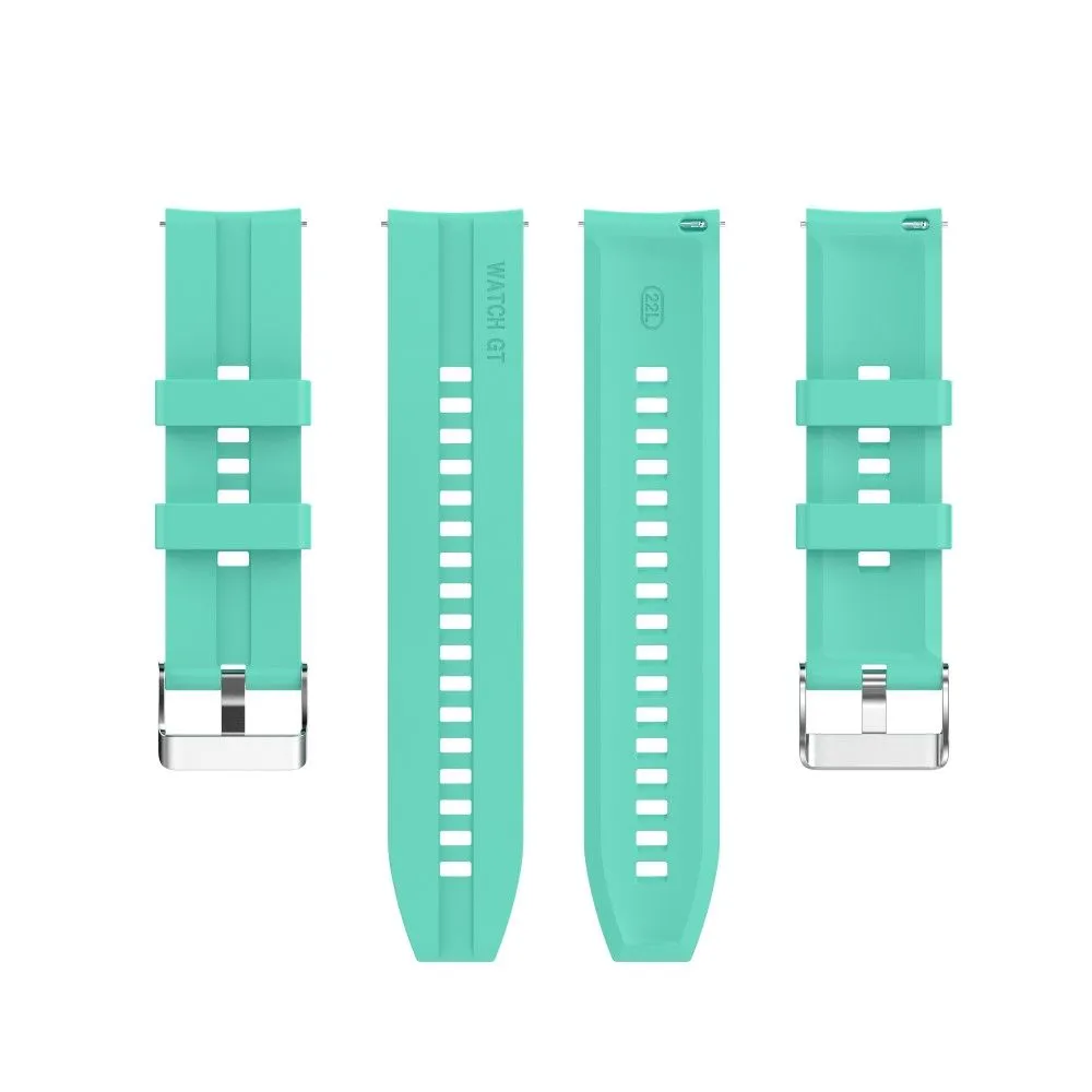 20mm Universal adjustable silicone watch strap - Silver Steel Buckle / Aurora Blue