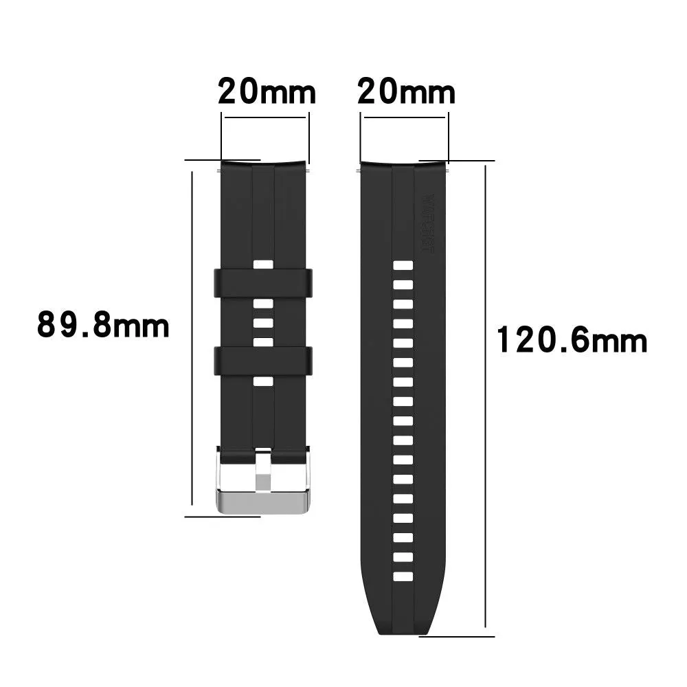 20mm Universal adjustable silicone watch strap - Silver Steel Buckle / Aurora Blue