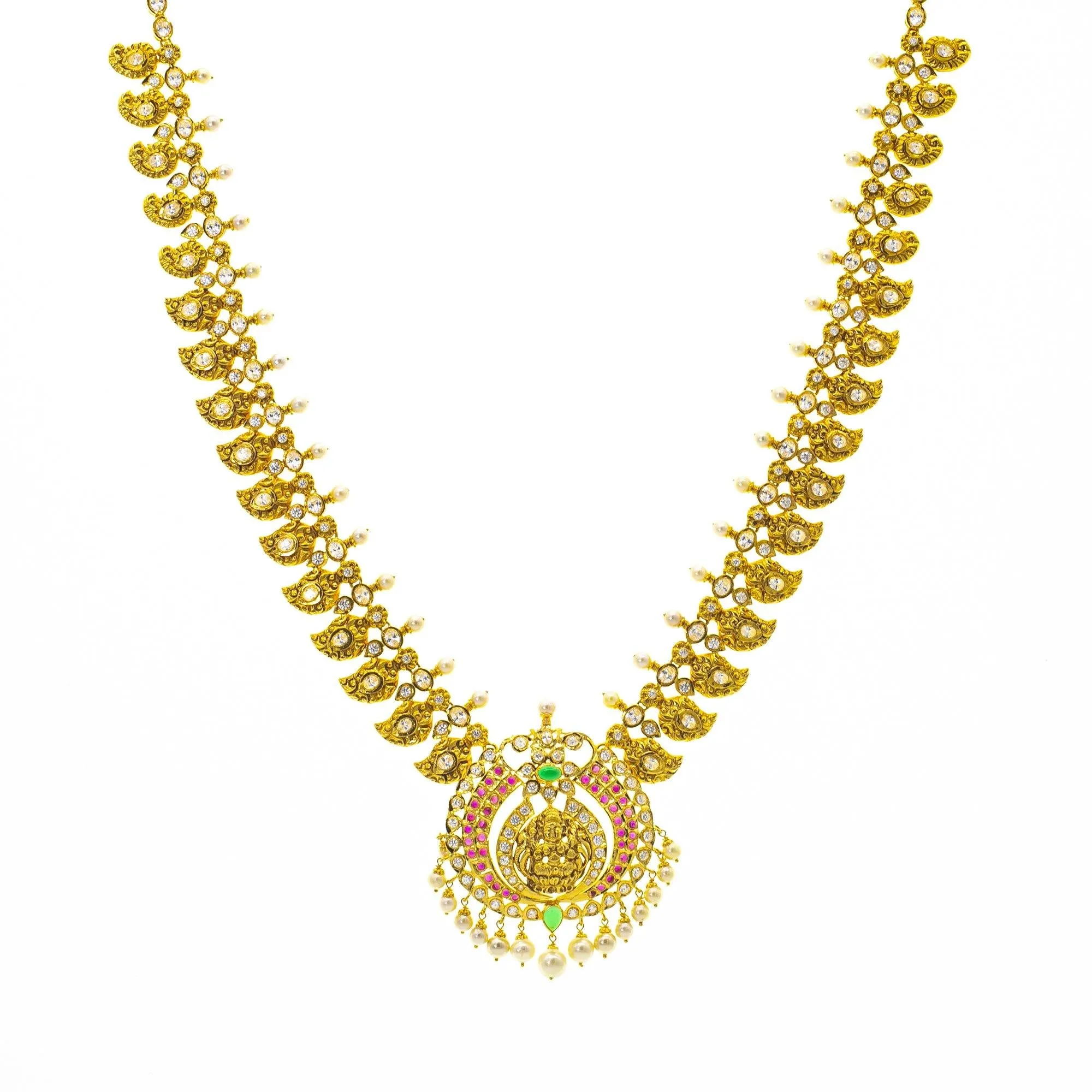 22K Gold & Gemstone Anjali Laxmi Set