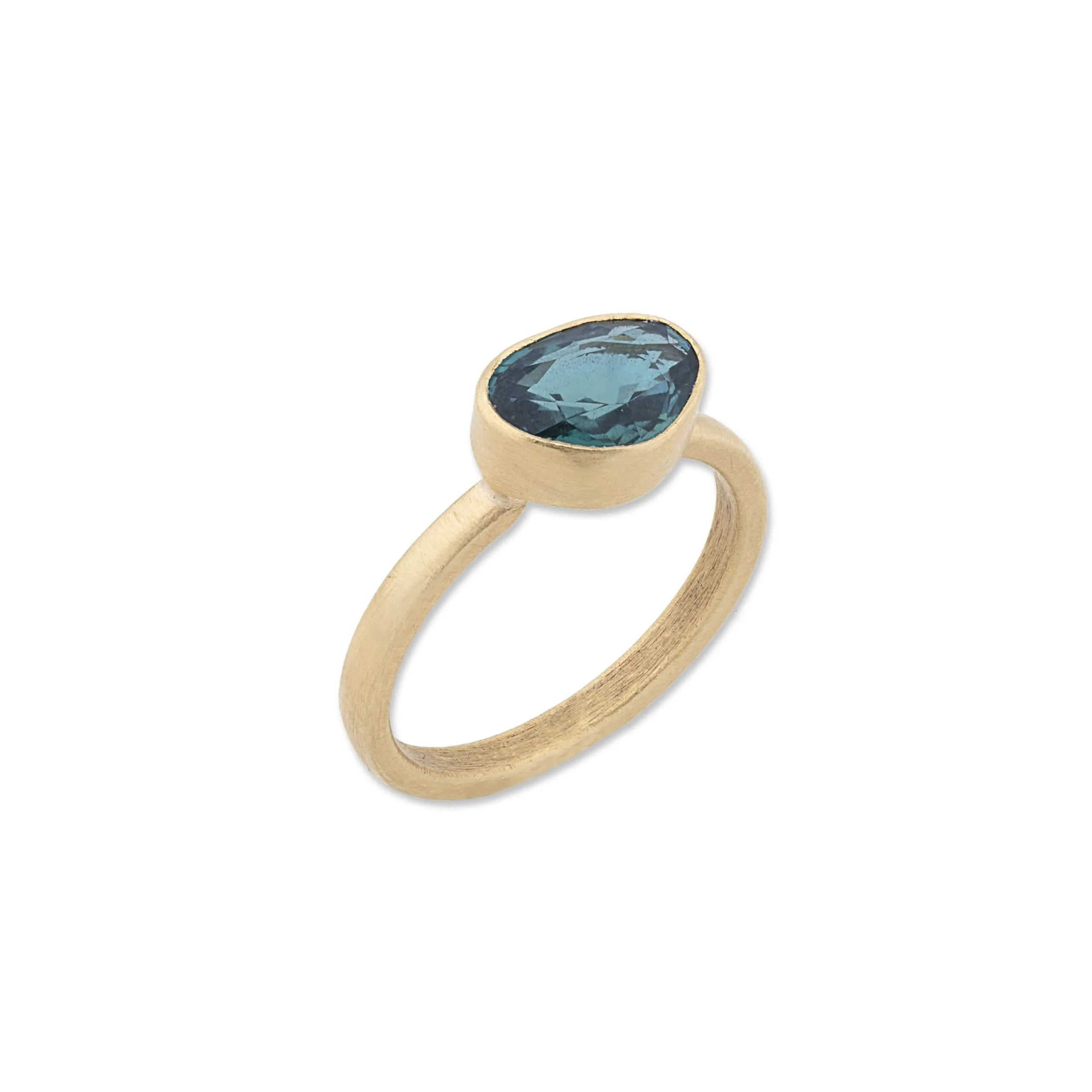 22K Yellow Gold "Love" Tourmaline Stacking Ring