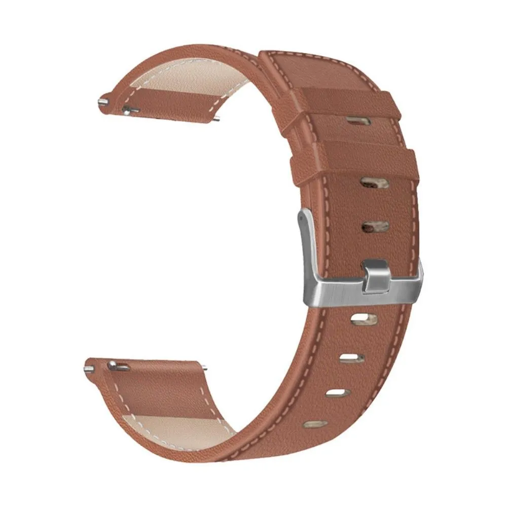 22mm Universal solid color leather watch strap - Brown