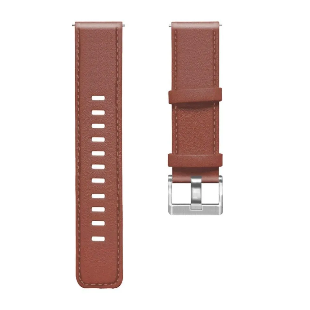 22mm Universal solid color leather watch strap - Brown