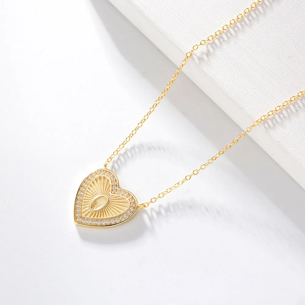 26 English Heart Letter with Zircon Pendant Silver Necklace for Women