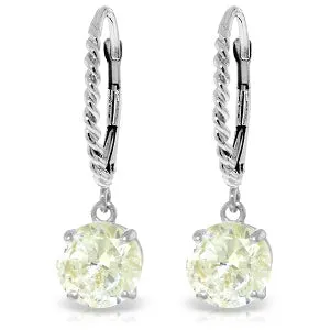 4.5 Carat 14K Solid White Gold Cubic Zirconia Leverback Earrings