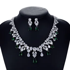 5A Grade Cubic Zirconia Wedding Necklace Earring Sets for bride CN10126