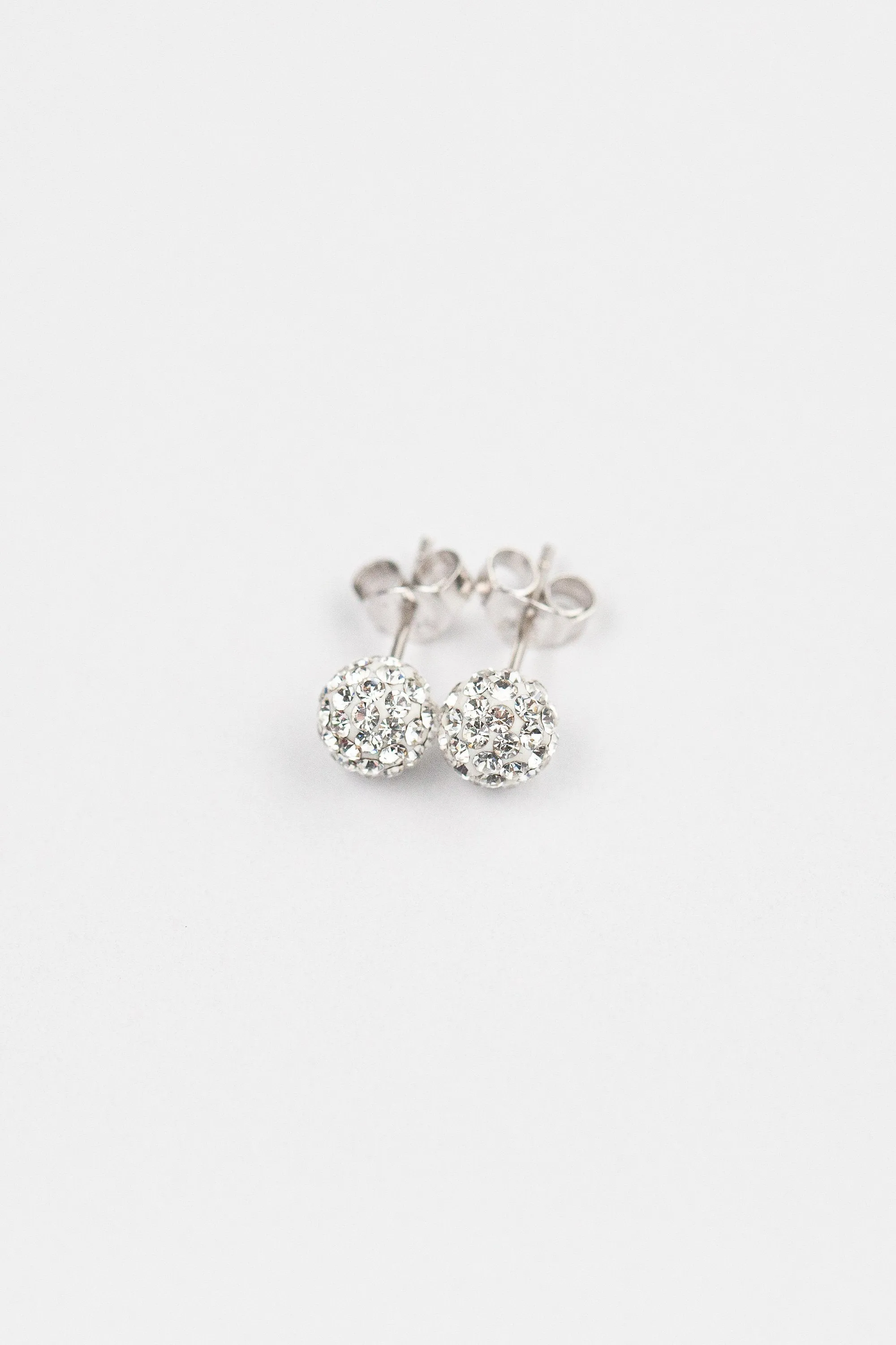 6mm Mini Disco Ball Crystal Silver Stud Earrings