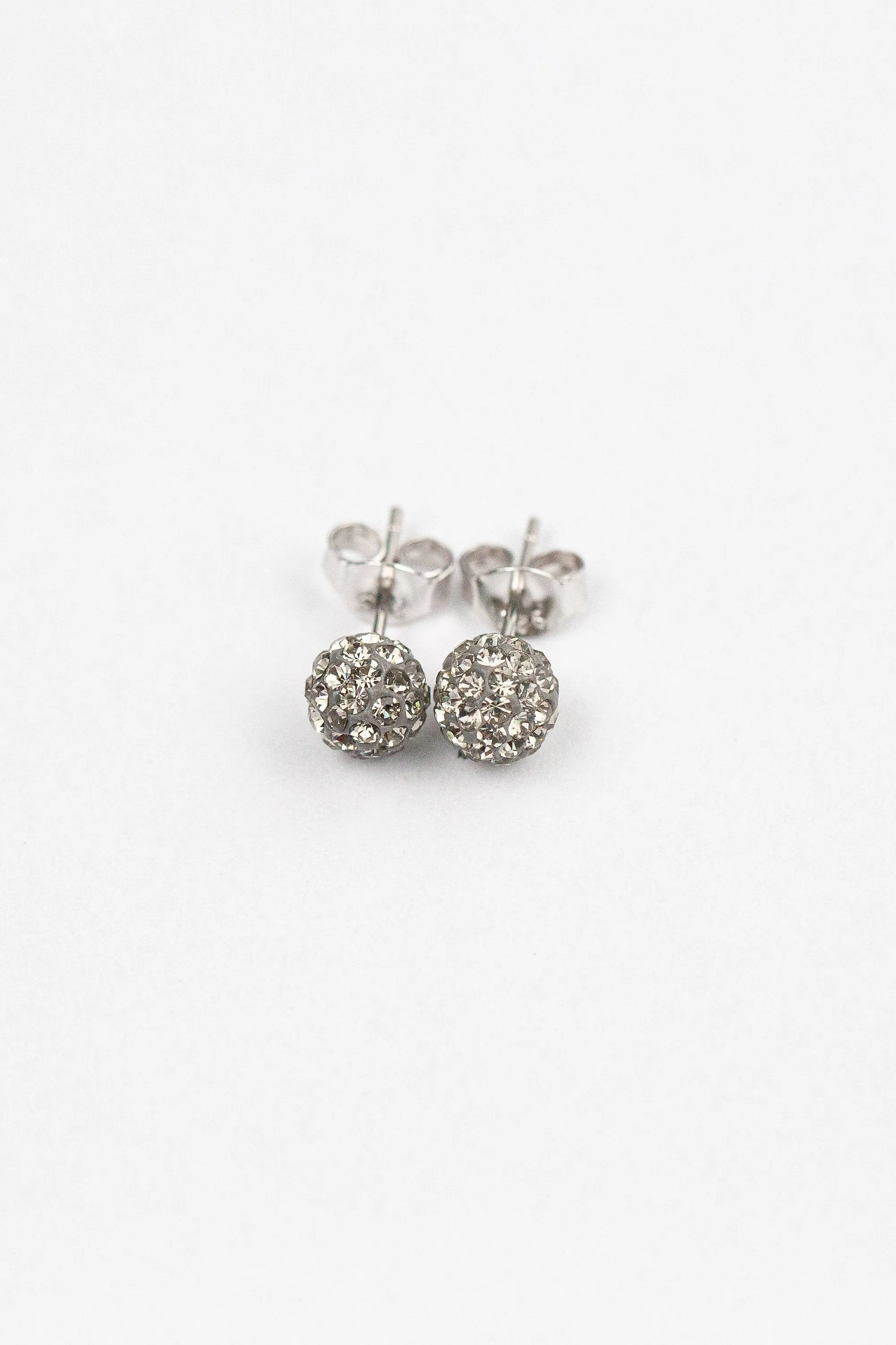 6mm Mini Disco Ball Crystal Silver Stud Earrings