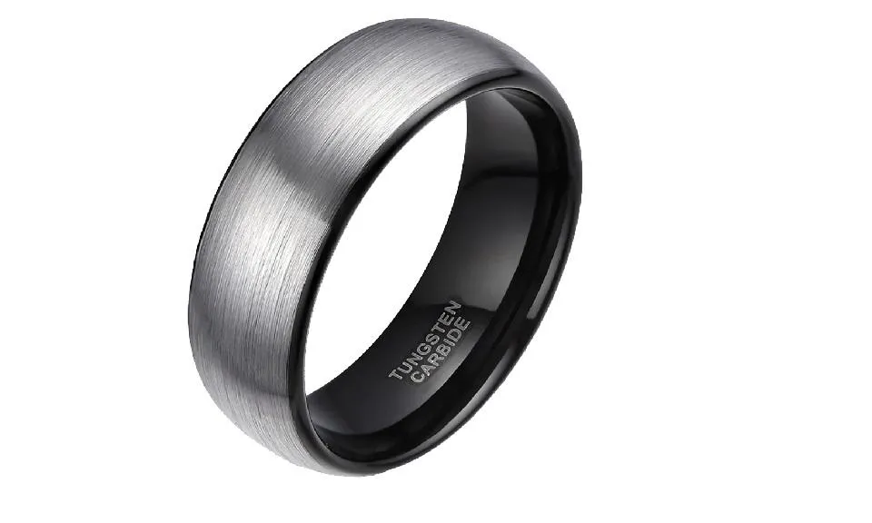 8mm Men's Dome Brushed Tungsten Carbide Ring