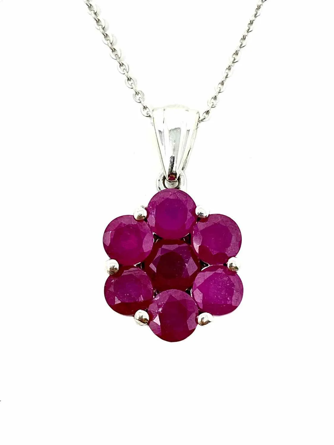 .925 Flower Ruby Necklace