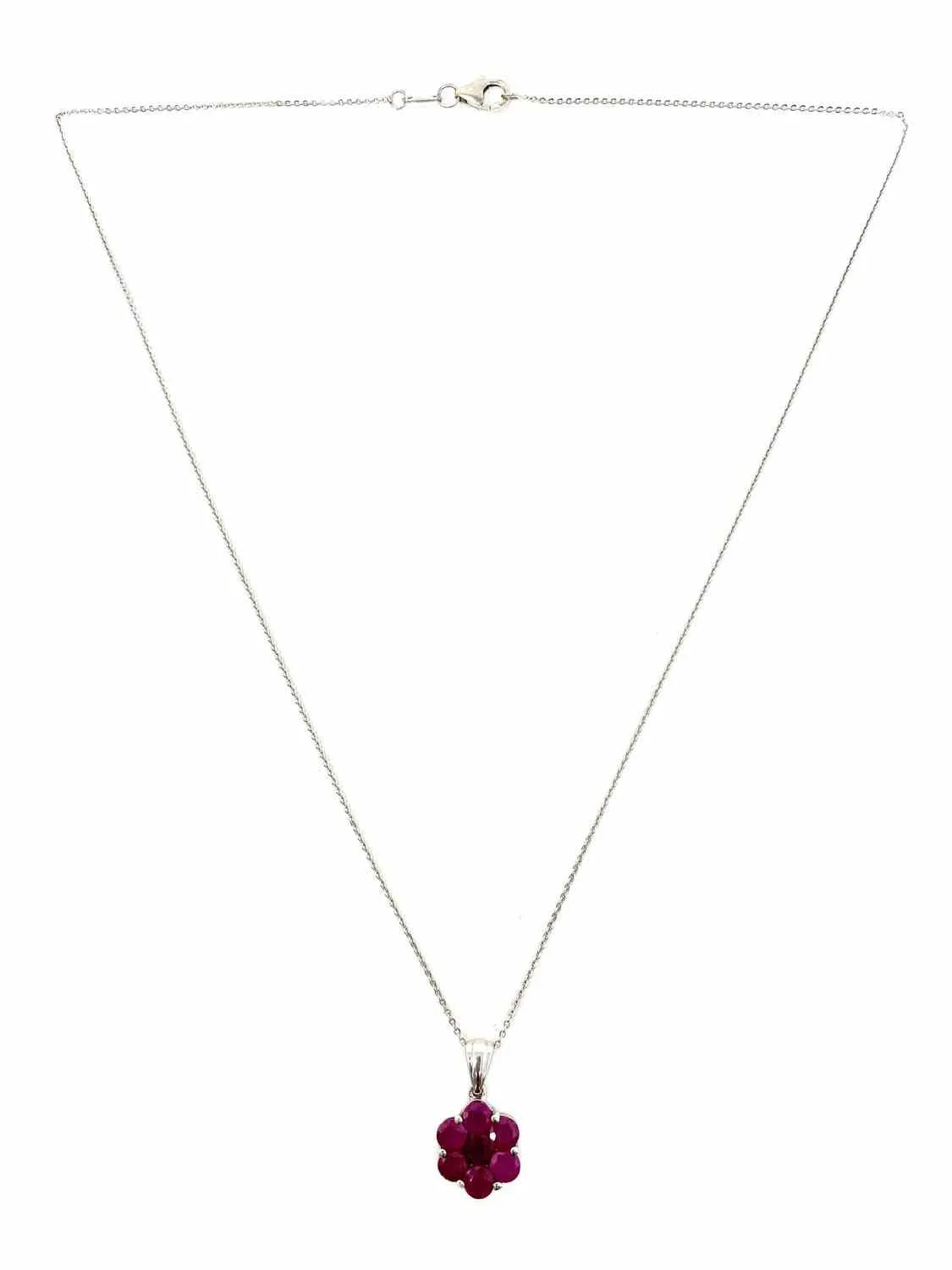 .925 Flower Ruby Necklace