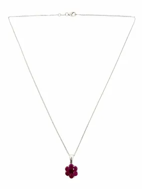 .925 Flower Ruby Necklace