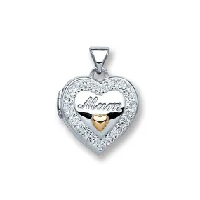 925 Sterling Silver Crystal Heart Shaped Locket Pendant Necklace