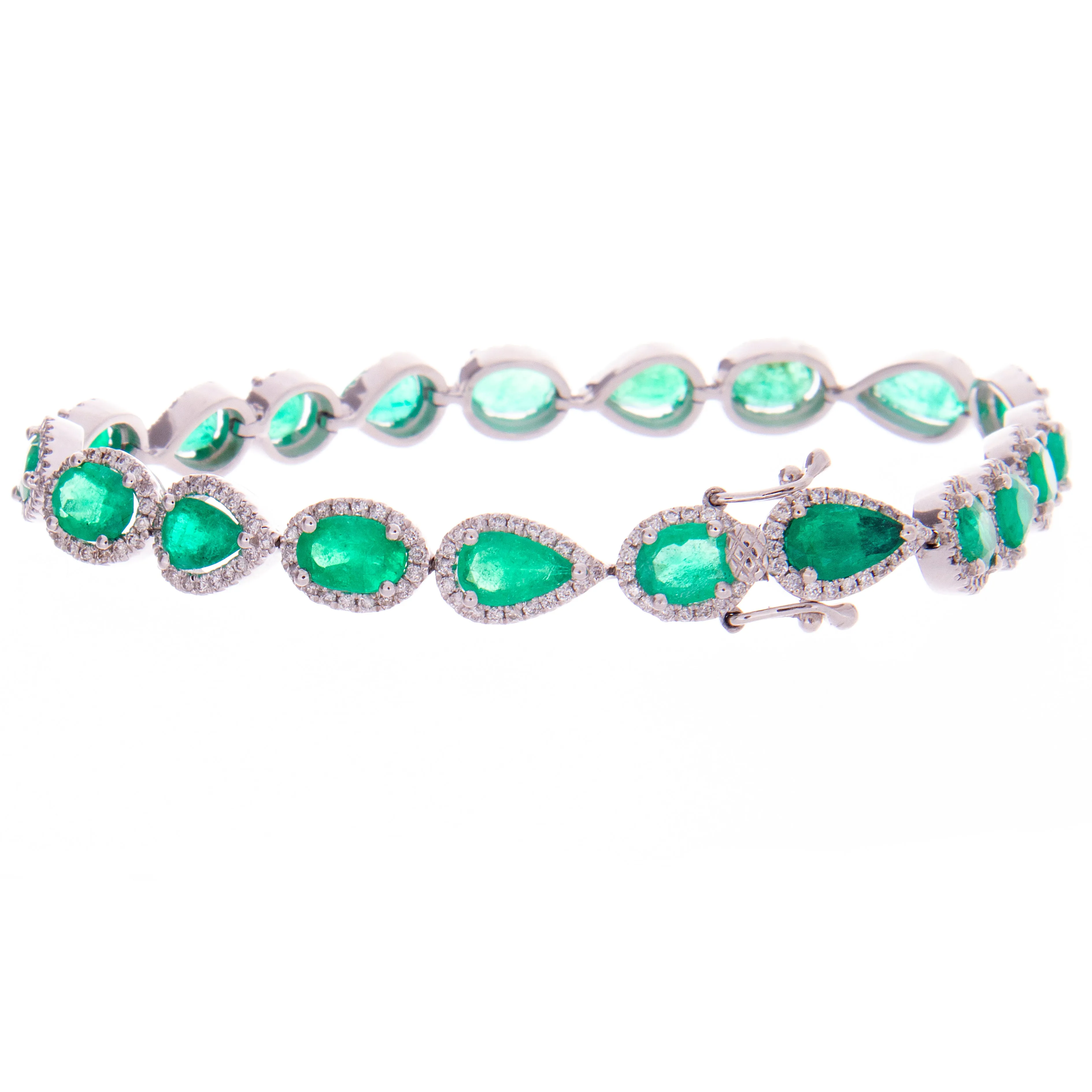 9ct Emerald 18k White Gold Bracelet