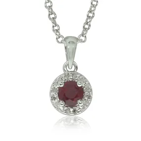 9ct White Gold Ruby & Diamond Pendant