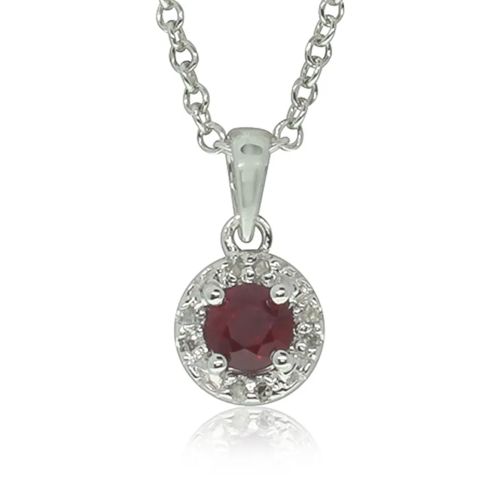 9ct White Gold Ruby & Diamond Pendant