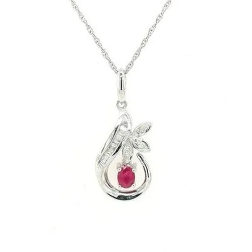 9ct White Ruby & Diamond Pendant