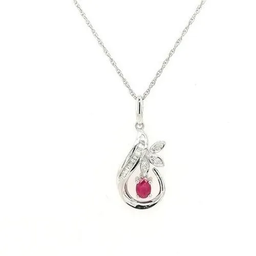 9ct White Ruby & Diamond Pendant