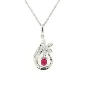 9ct White Ruby & Diamond Pendant